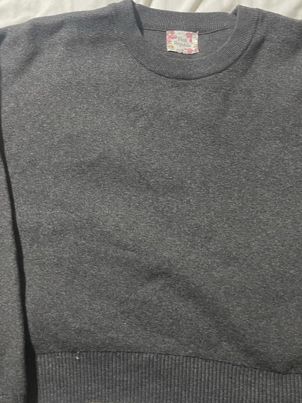 Pink Republic Charcoal Gray Knit Crewneck